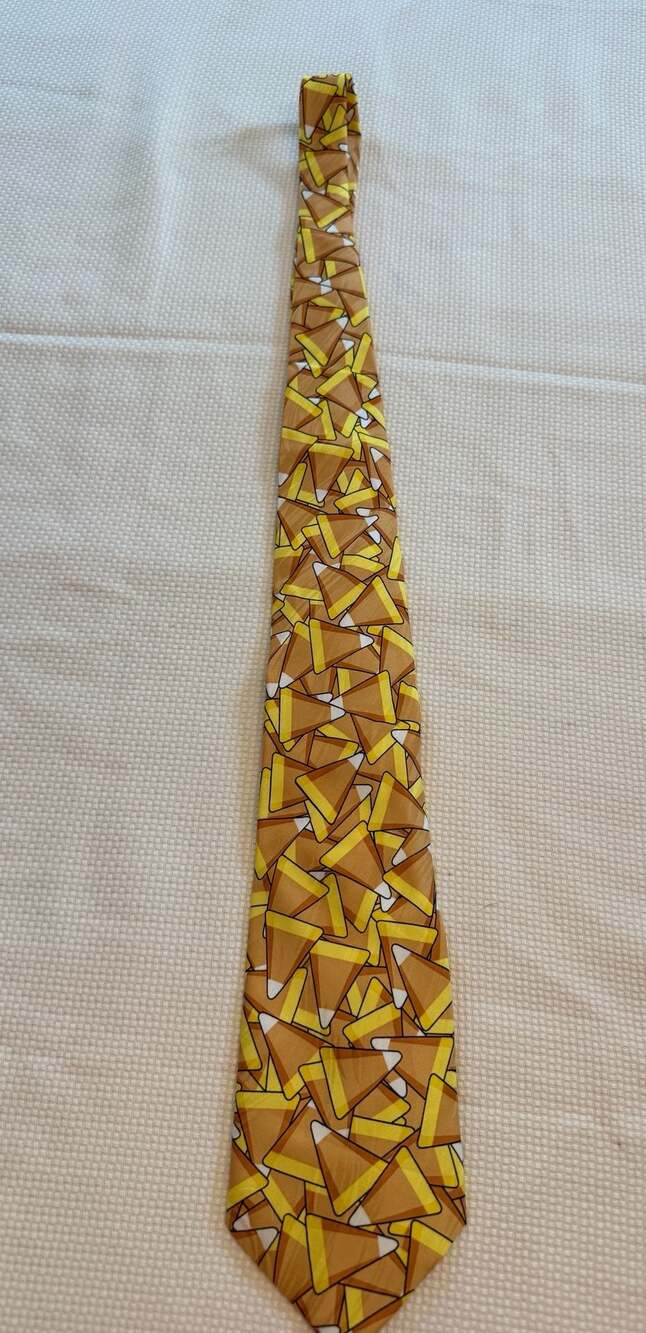Keith Daniels Candy Corn Print Halloween Novelty Silk Necktie
